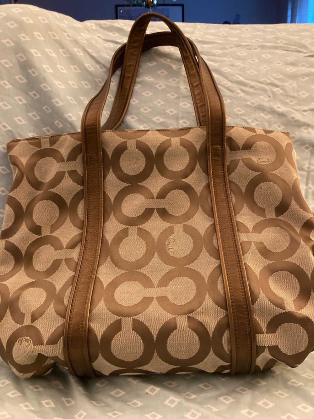 Coach Brown Signature Canvas Tote with Gold Accents & Bronze  leather straps - Picture 3 of 7